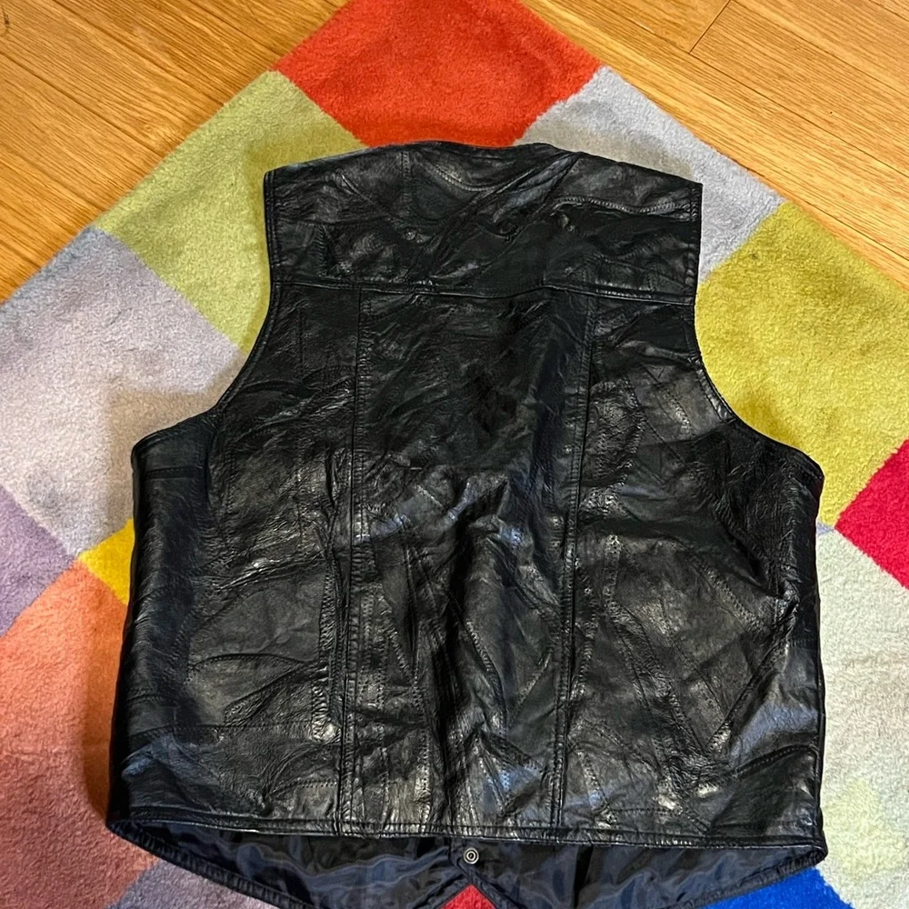 Genuine Leather Men's Black Vest - Picture 3 of 3